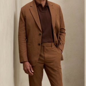 TAILORED-FIT COTTON-LINEN SUIT TROUSER